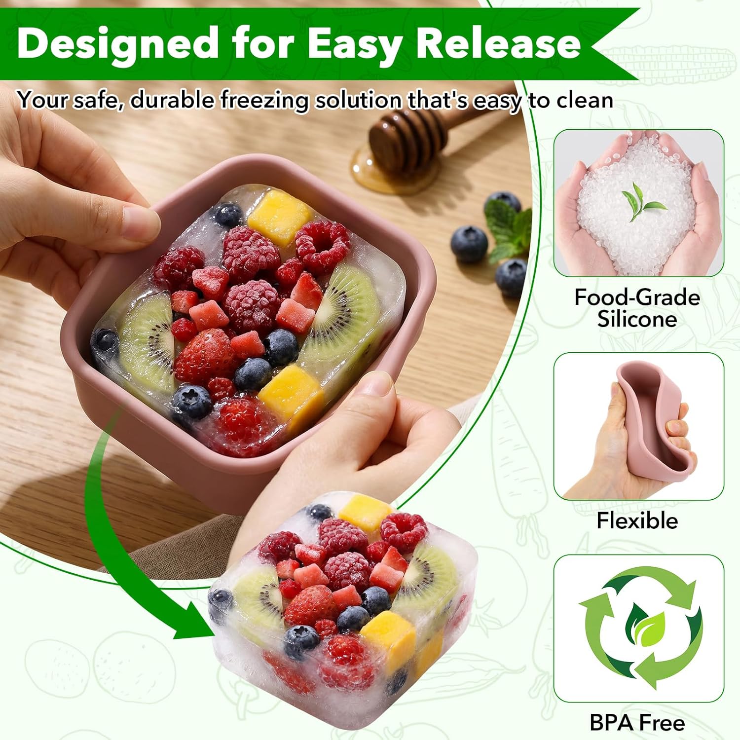 Blushtier 10 Pcs Silicone Freezer Molds with Lid Reusable Meal Prep Containers Silicone Soup Freezer Molds Food Preserving Ice Tray for Portion Control Soups Sauces Stews, 5 Colors (1 Cup, 2 Cup)