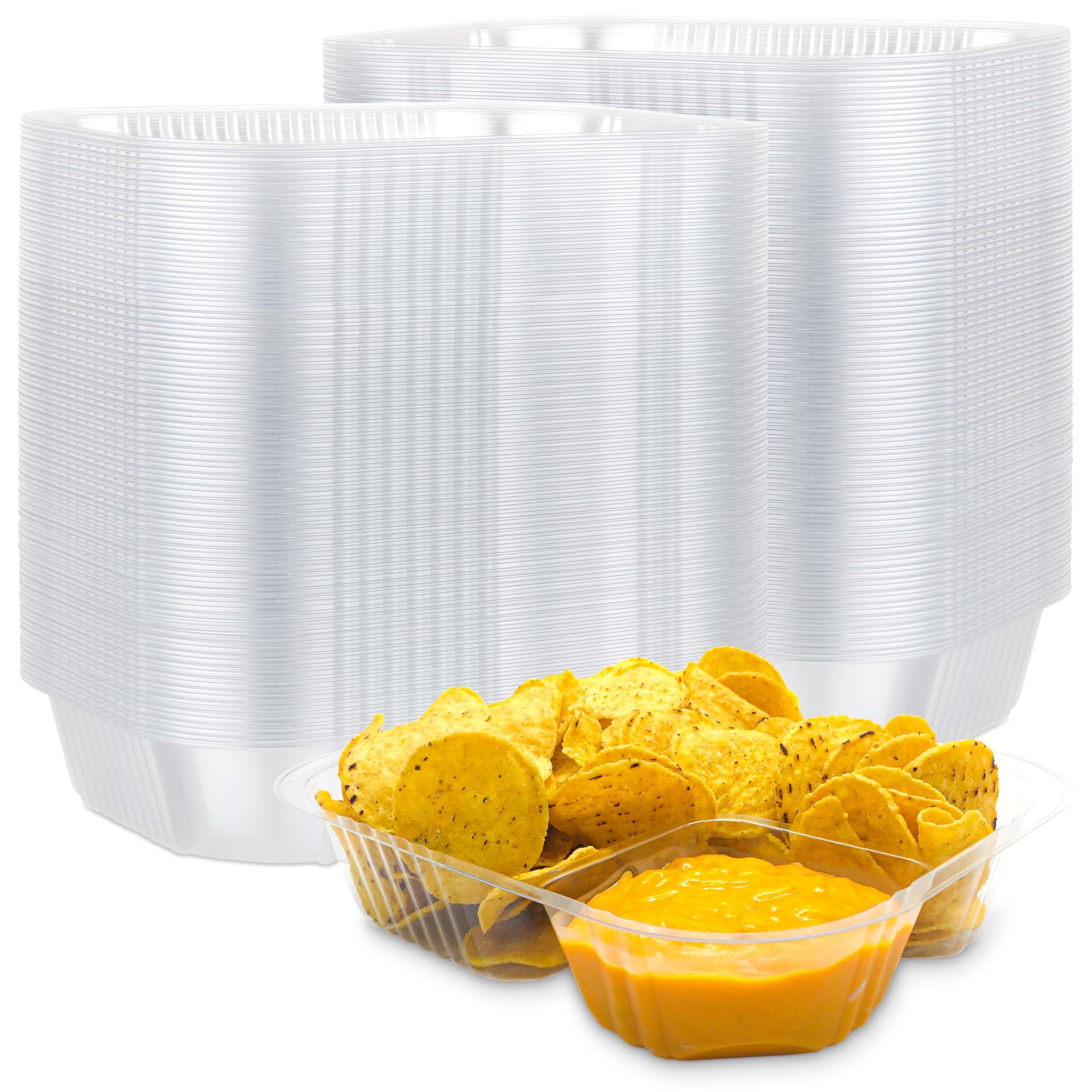22oz Plastic Nacho Trays (100 Pack) Large Disposable Tray for Nachos & Cheese Dip, Concession Stand Supplies, Movie Night Snacks for Kids, Carnival Party Decorations, Food Boats, Snack Containers