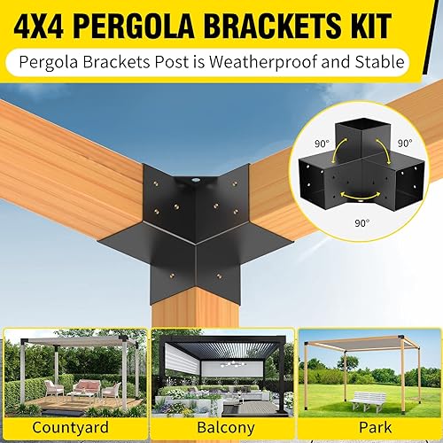 Miniatura 6 de Soportes de pérgola 6 x 6 Woodworks Kit de pérgola modular moderno para exteriores, kit de accesorios de pérgola para exteriores, kit de soporte de