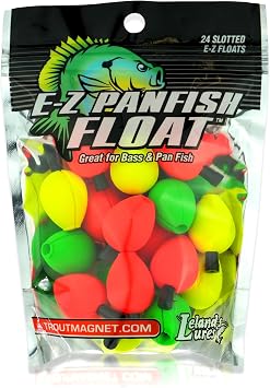 مغناطيس سمك السلمون المرقط - عوامات EZ Panfish - 24 عبوة عوامة صيد مشقوقة - مثالية لسمك السلمون المرقط وسمك البانفيش والكرابي