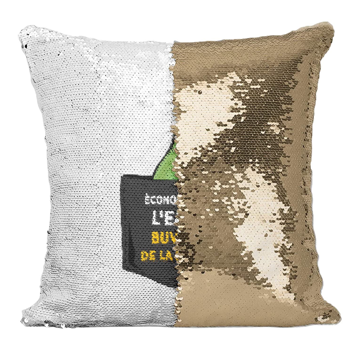 Housse Sequin Doré Coussin Fabulous Paillettes pour une Déco de Salon Humour Bière Surprise