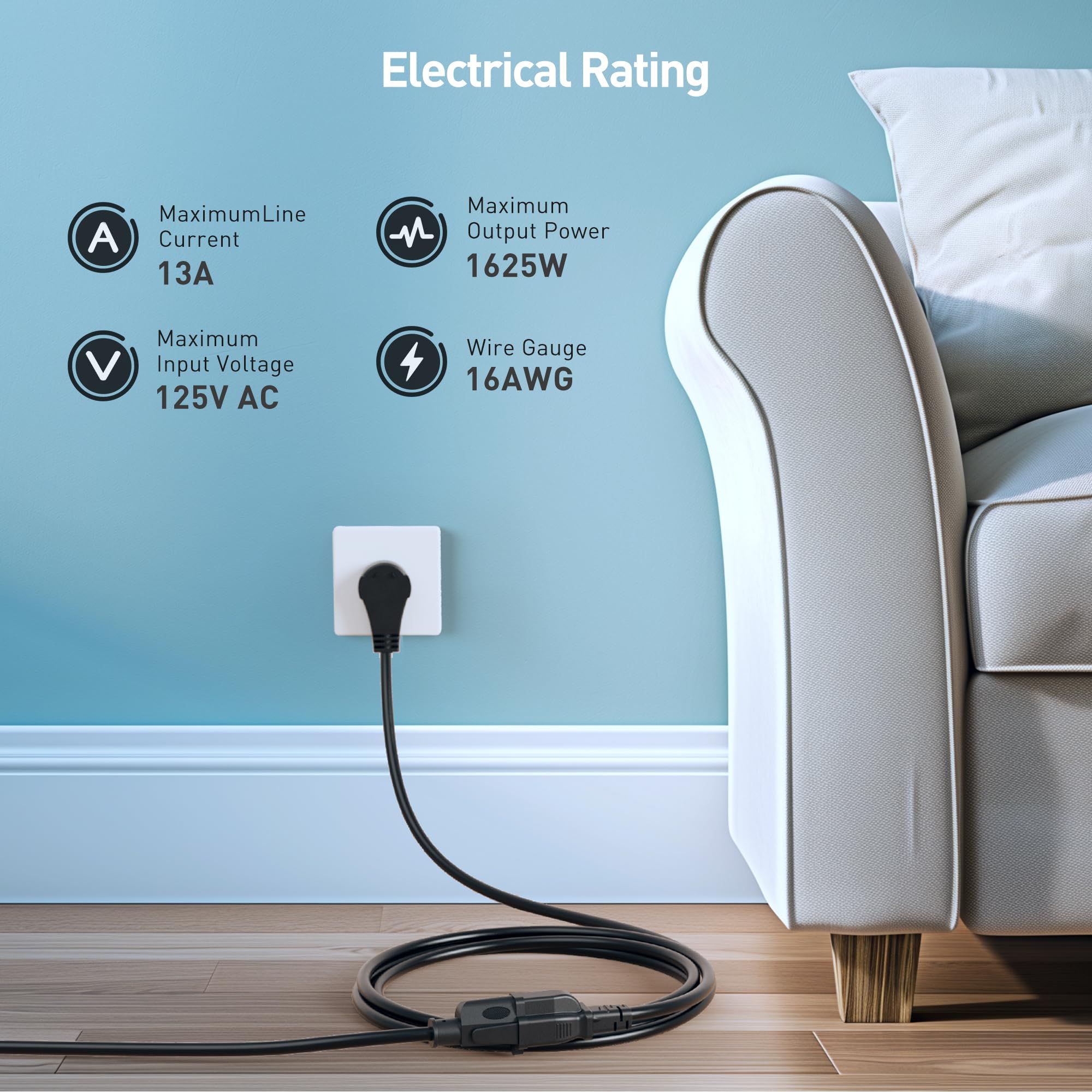Rotating Extension Cord - 1ft Cable Matters -5