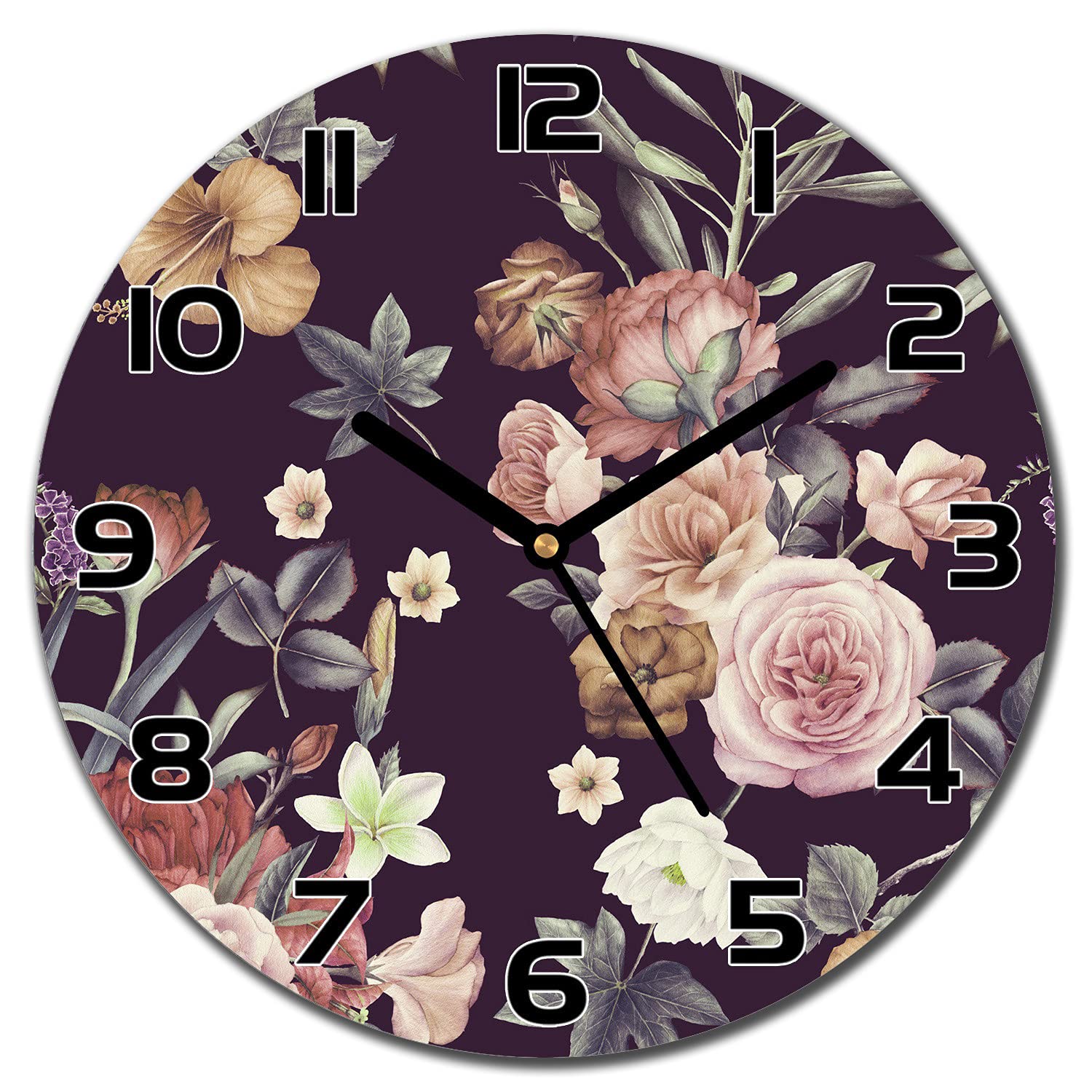Horloge murale cuisine Coloray en verre floral vintage pour embellir votre salon