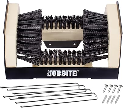 JobSite The Original Boot Scrubber - Includes Stakes for Grass Mounting - All Weather Industrial Shoe Cleaner & Scraper Brush