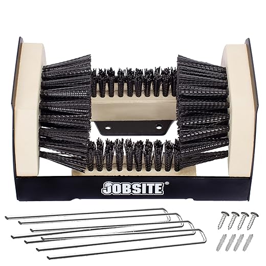 JobSite The Original Boot Scrubber - Includes Stakes for Grass Mounting - All Weather Industrial Shoe Cleaner & Scraper Brush