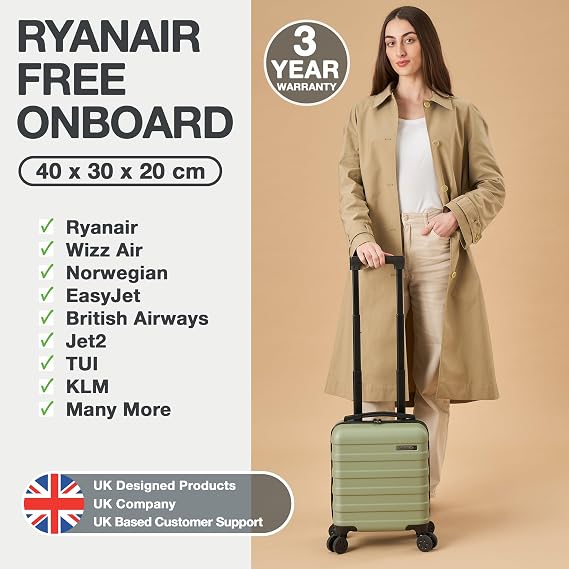 CabinMax Underseat Cabin Suitcase, Ryanair Cabin Bag 40x30x20 Hand Luggage