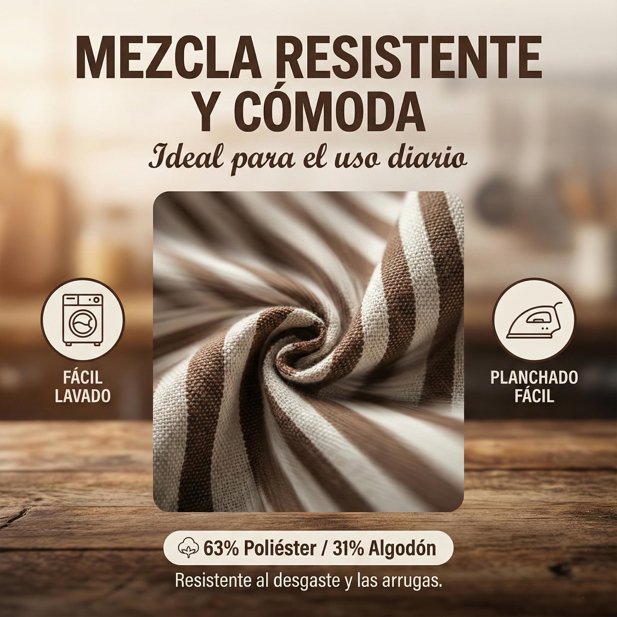 Delantal de Cocina a rayas Frase Matecito para el Alma, Unisex, Ajustable, con Bolsillo, 80x60 cm, Mezcla Resistente Poliéstery Algodón