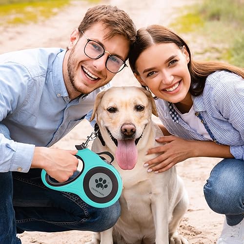 Miniatura 5 de Correa retráctil de 16 pies para perros extra grandes de hasta 130 libras, cinta de nailon sin enredos, azul Dan24 XL