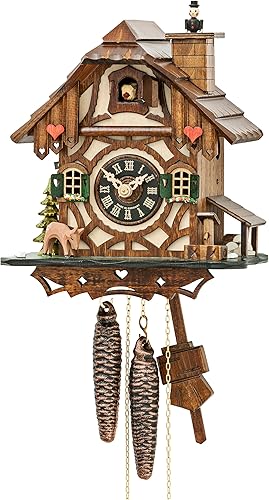 Engstler Cuckoo Clock Black Forest House with Moving Chimney Sweep