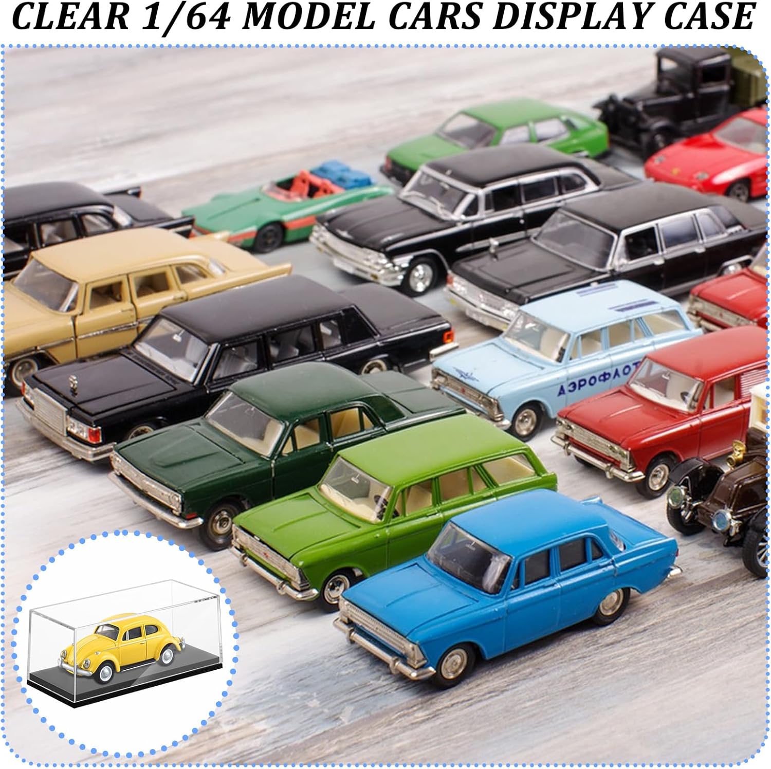 36 PCS Clear Model Cars Display Case,Toy Car Display Organizer Storage Case Fit for 1/64 Car Model,Clear Acrylic Display Box with Black Base for Hot Wheels Car(4.17 x 1.81 x 1.81 in)