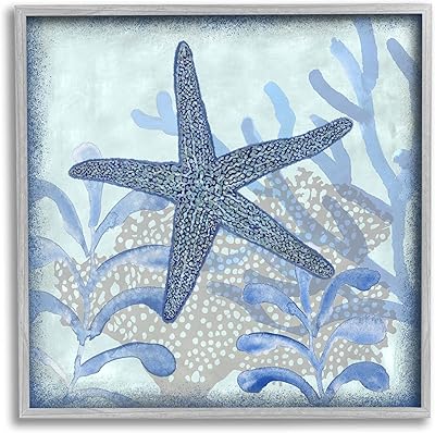 Stupell Industries Vivid Blue Starfish Marine Life Giclee Framed Wall Art, Design by Erica Christopher