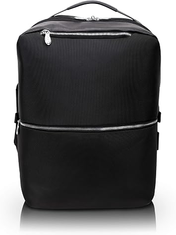 McKlein East Side 1680D Ballistic Nylon with Leather Trim 17" Nylon 2-in-1 Laptop & Tablet Convertible Travel Backpack & Cross-Body Black 78875