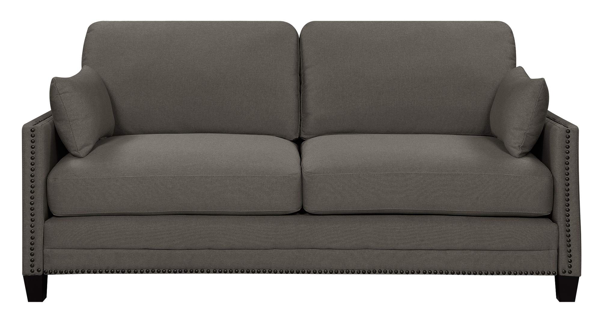 Elle Decor 75-Inch Bella Sofa with Nailheads, Fabric Gray
