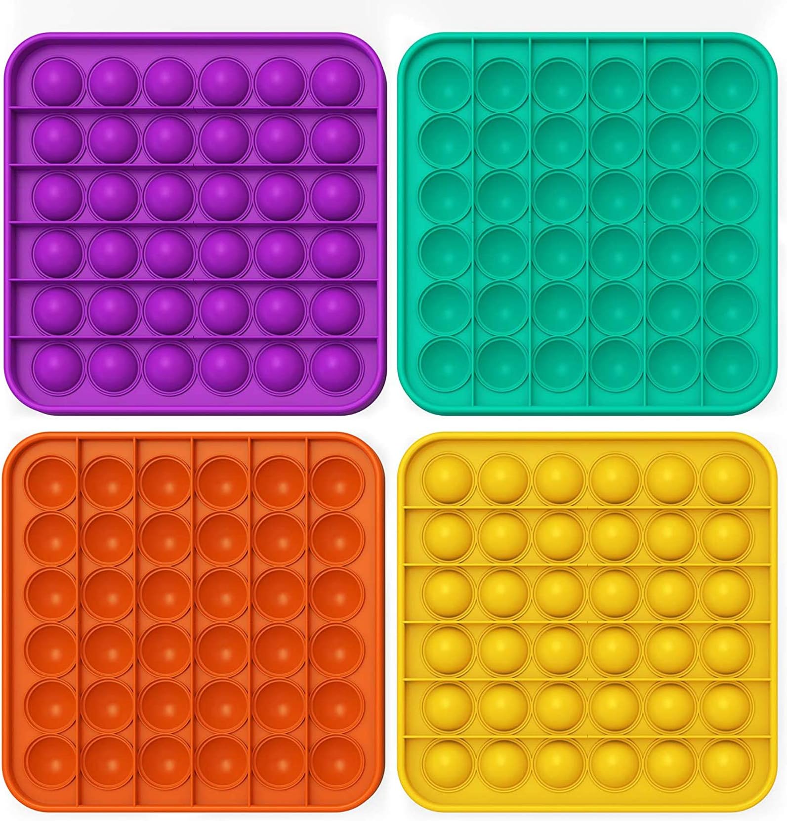 Push Pop bubble Sensory Fidget Toy, Pop It Figit Toy Fidget Toys Autism Special Needs Stress Reliever,4pcs Squeeze Sensory Toy (4 Color Square)