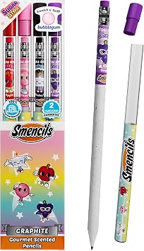 Smencils Sugar Star Scented Pencils HB #2 Graphite Pencils Made from Recycled Newspapers, 4 Pack, Long-Lasting Gourmet Scents, Fun School Supplies & Gifts for Kids, Teachers, Classroom Rewards
