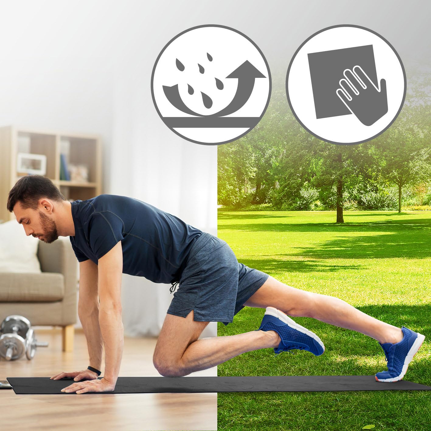 #DoYourFitness® Esterilla de fitness y yoga antideslizante | Para principiantes y avanzados | Grosor de 0,8cm a 2cm | Esterilla de gimnasia que no daña las articulaciones 183cm x 61cm o XXL 190cm x 100cm