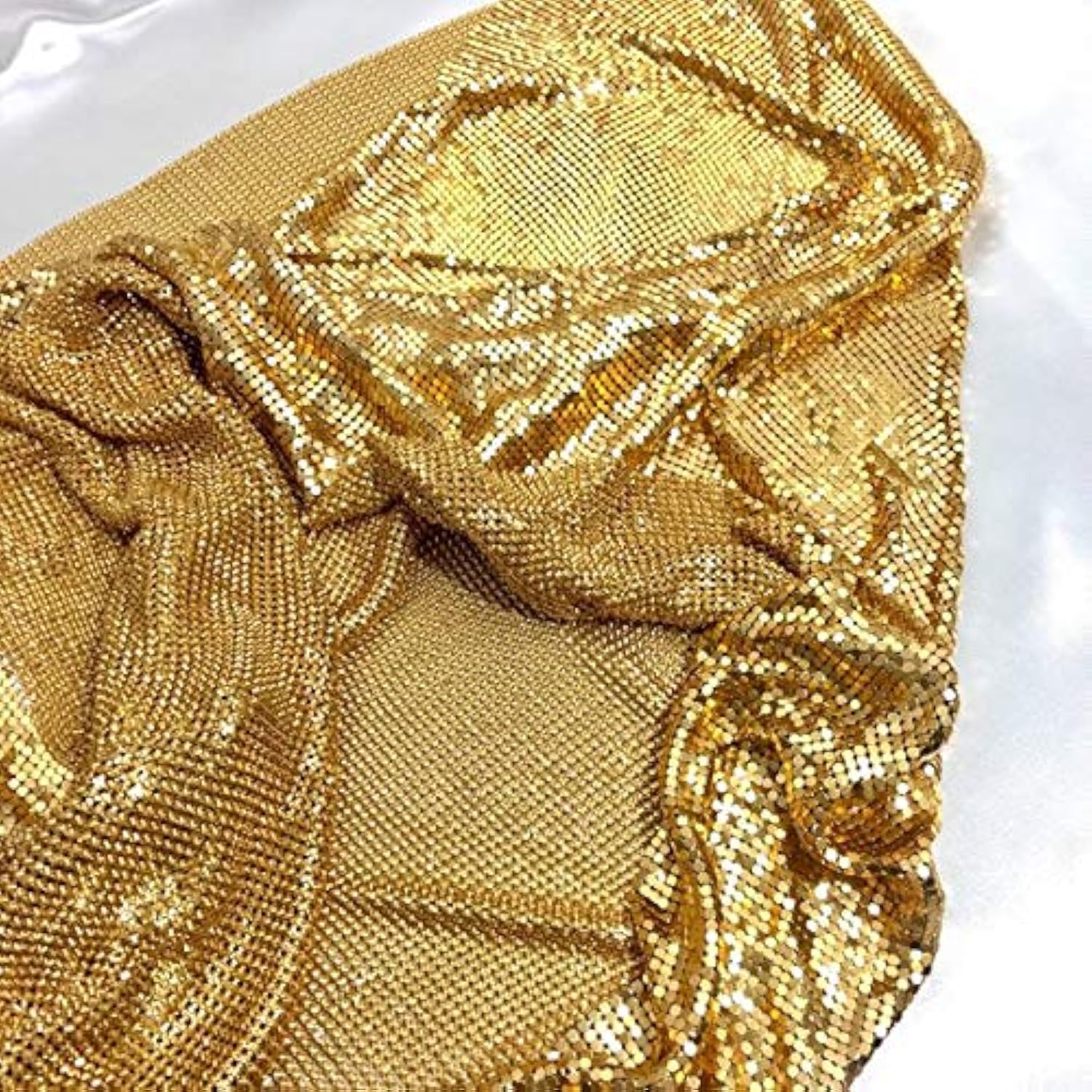 Creativesugar Craft Material Metal Sequin Mesh Fabric Cuttable for Clothing Bag Making Party Shoes Decorations (Gold Sequins)