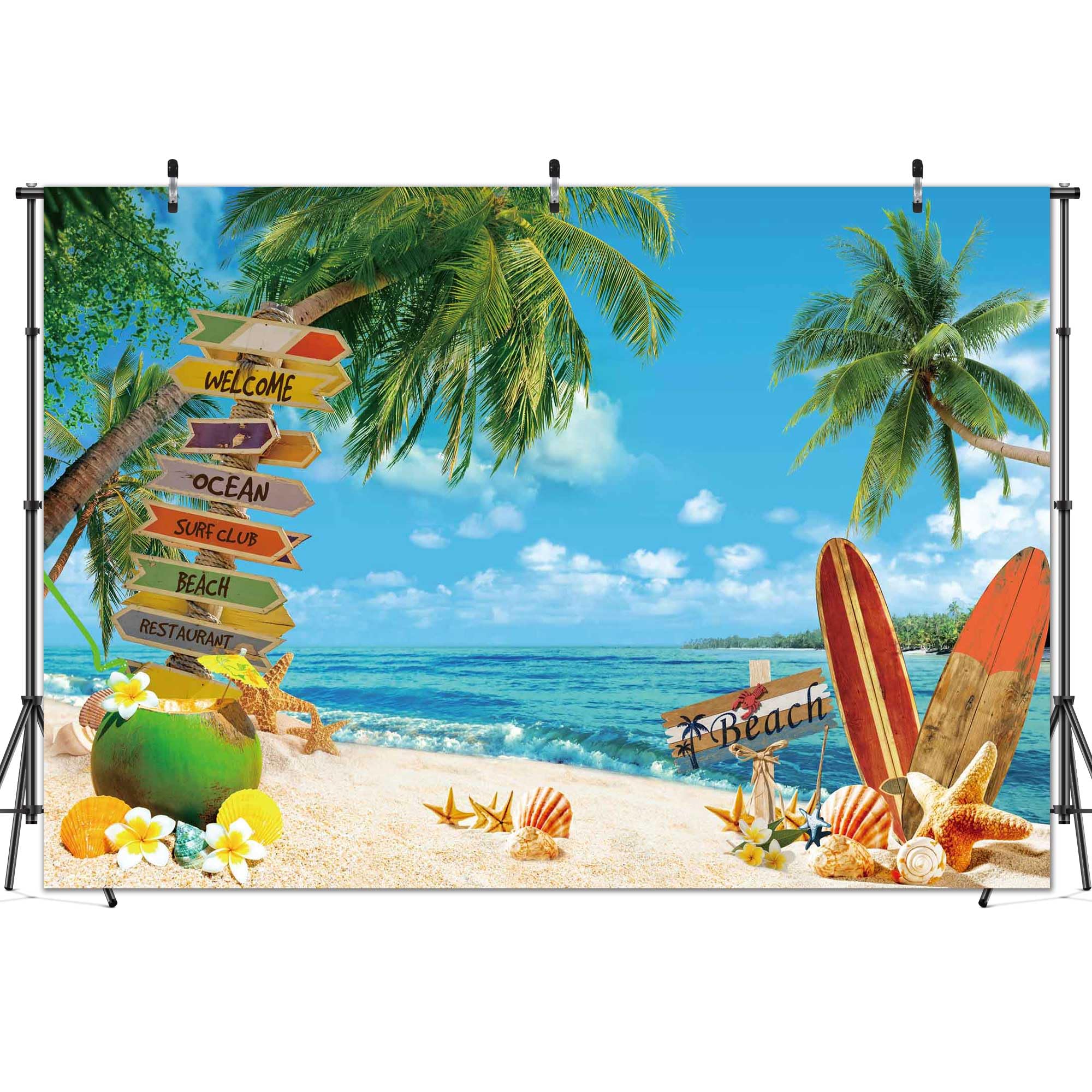 Stoff-Hintergrund 3,6x2,4 M – Tropisches Strand-Design Für Hawaii-Party & Fotos