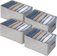 Vista 1 de Fixwal 4pcs Wardrobe Clothes Organizer with Board Closet Organizers and Storage 7 Grids Divider Organizers Washable Compartment Storage Bins for