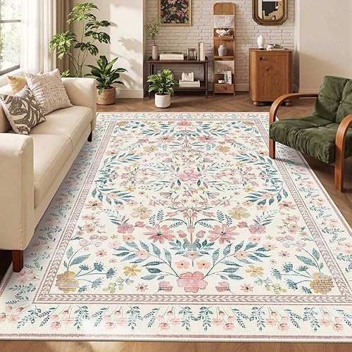 Miniatura 49 de Alfombra de Puerta Floral para Entrada, Alfombra Pequeña Lavable de 2x3, Alfombra Boho para Puerta Delantera, Alfombras de Área Antideslizantes,