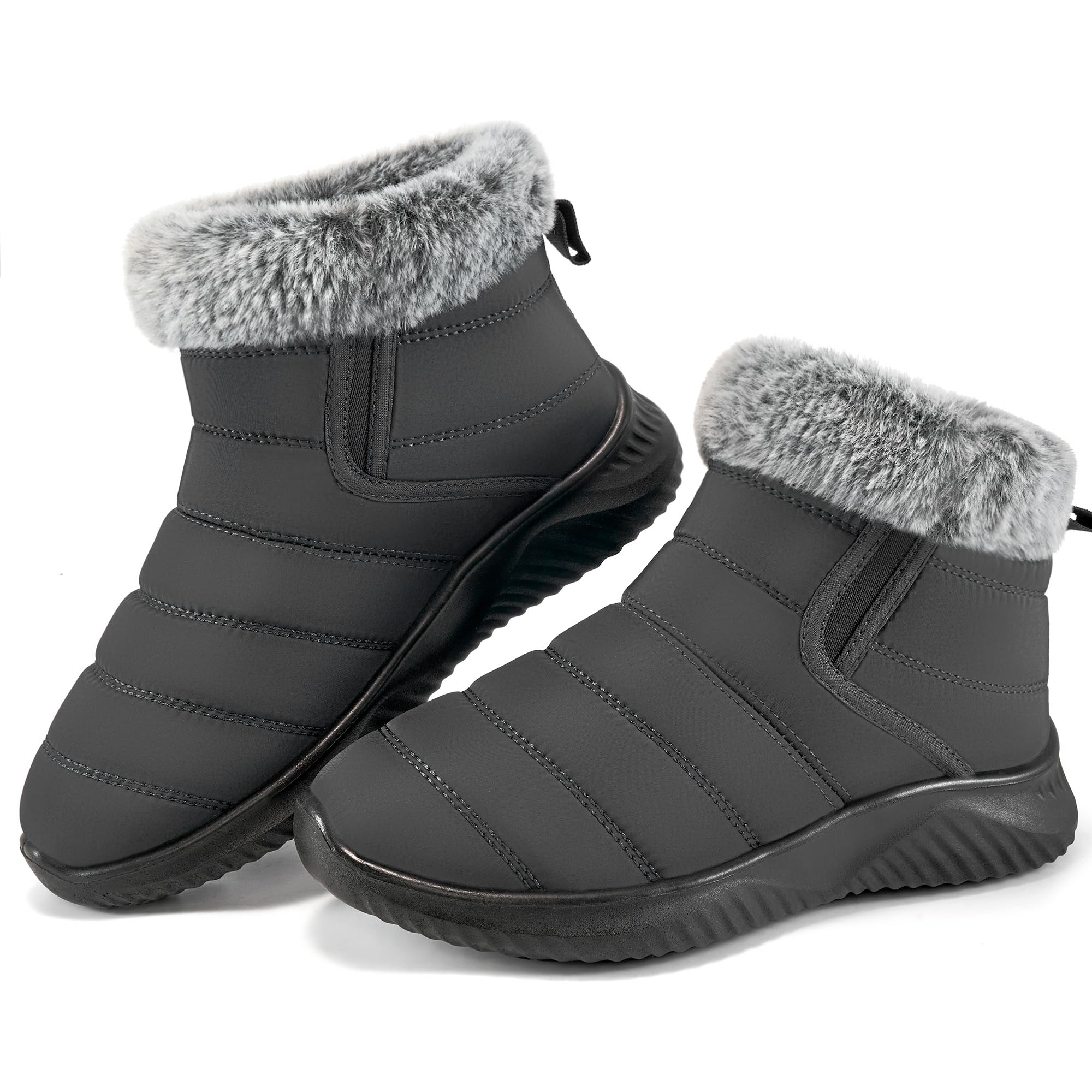 Alicegana Winter Snow Boots for Women Comfortable Warm Fur Lined Anti Slip Winter Shoes Waterproof Slip On Walking