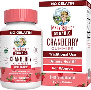 MaryRuth Organics Organic Cranberry Gummies 500mg with D-Mannose - Vegan UTI Support for Women Urinary Tract Health USDA Organic Non-GMO