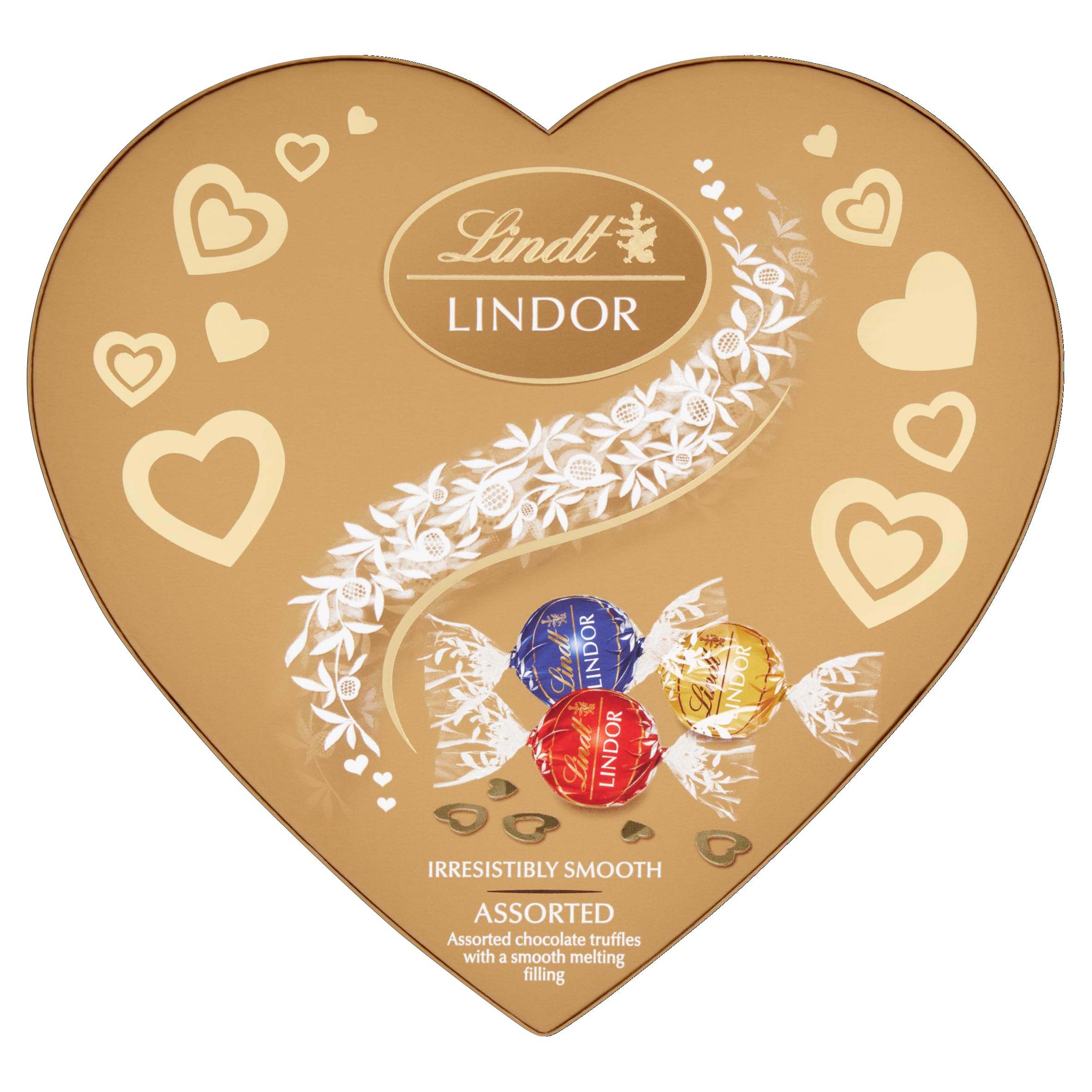 Lindt Lindor Assorted Heart Box Chocolate Truffles – 200g Box (Approx. 16 Balls) – Smooth Filling – Christmas, Gift, Anniversary, Birthday, Congratulations Treat