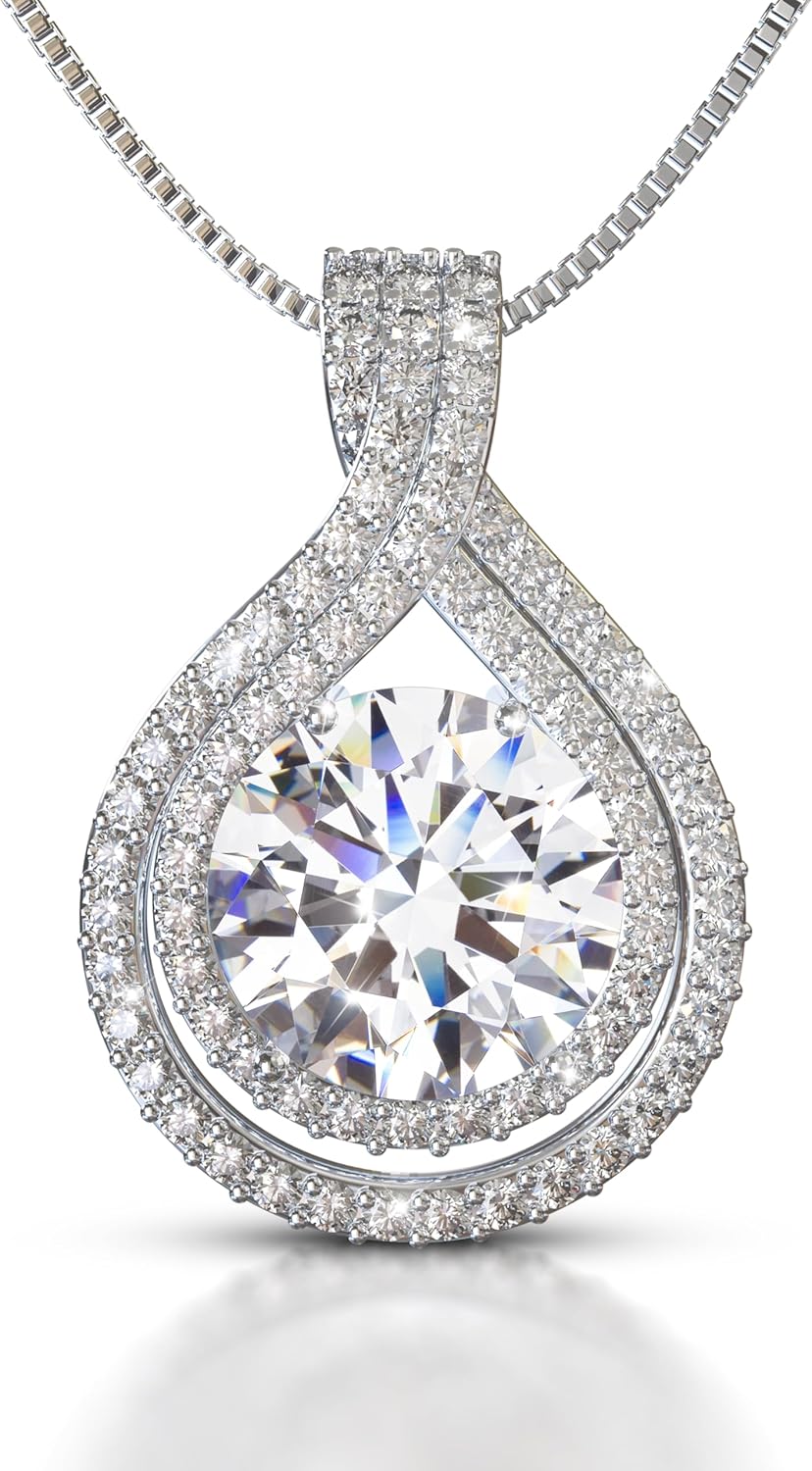 Platinum Plated Certified Moissanite Necklace for Women Gift for Her