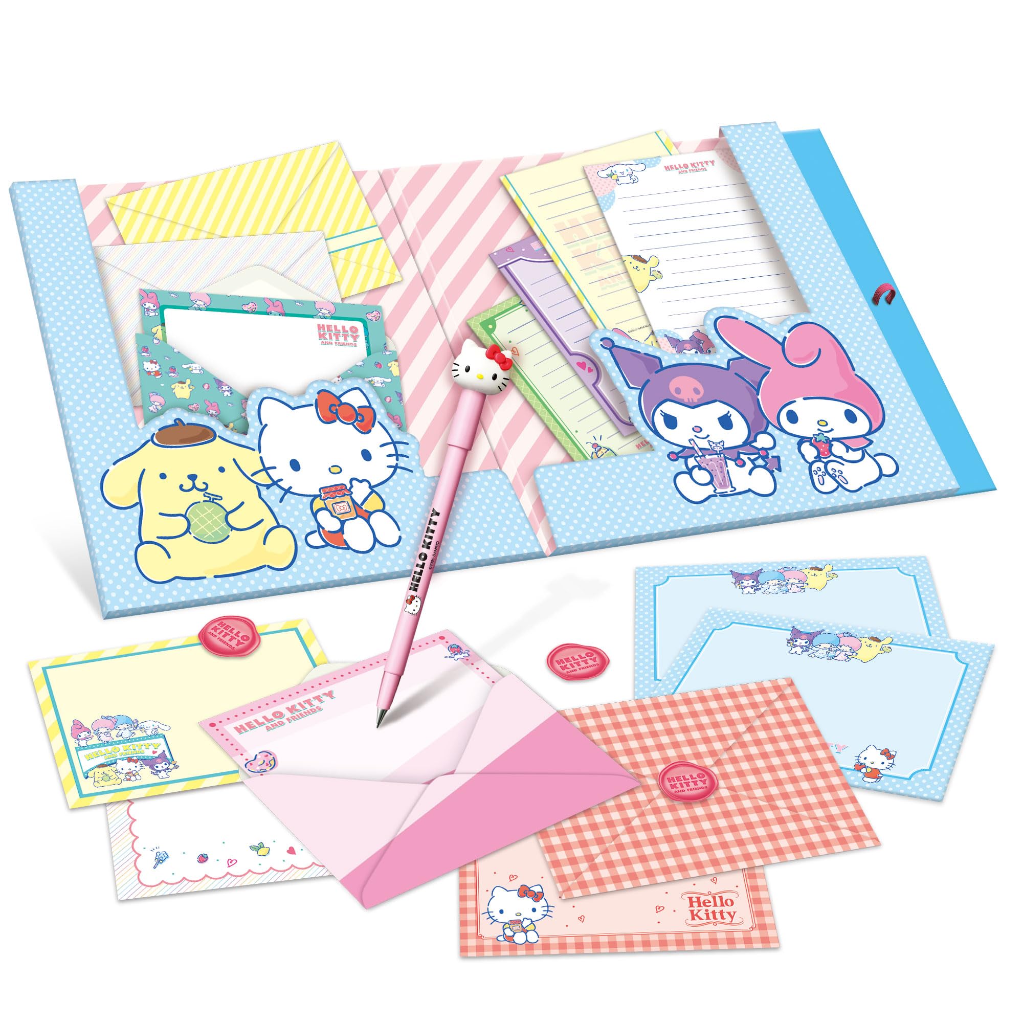 Lisciani, HELLO KITTY AND FRIENDS, Stationery Writing Set For Girls Ages 6+, Kids Papeterie With Envelopes, Cards - Image 2