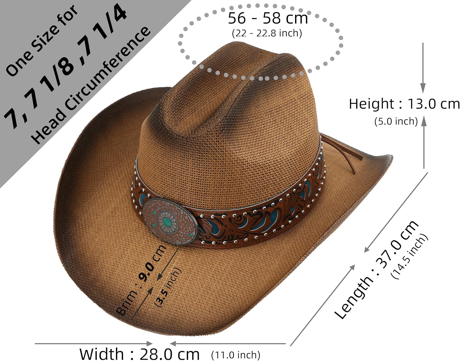 Pro Celia Cowboy Hat for Women and Men, Classic Western Cattleman Style, Straw Sun Concert Rodeo Cowgirl Hat