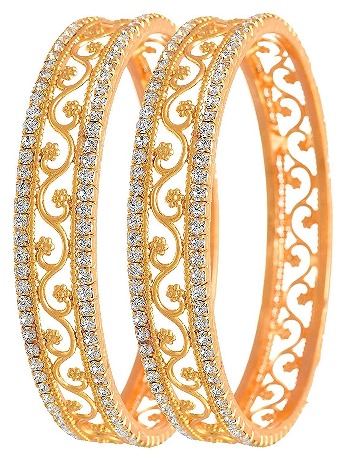 Love Lady Studded Diamond Gold Plated Bangles for Women (Golden) Model No - LOL1111 Size - (2.8) (B07G873637) Amazon Price History, Amazon Price Tracker