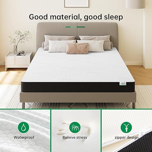 Miniatura 4 de VFD Colchón de espuma viscoelástica individual de 6 pulgadas, sensación firme media, infusión de gel, espuma viscoelástica infundida con funda