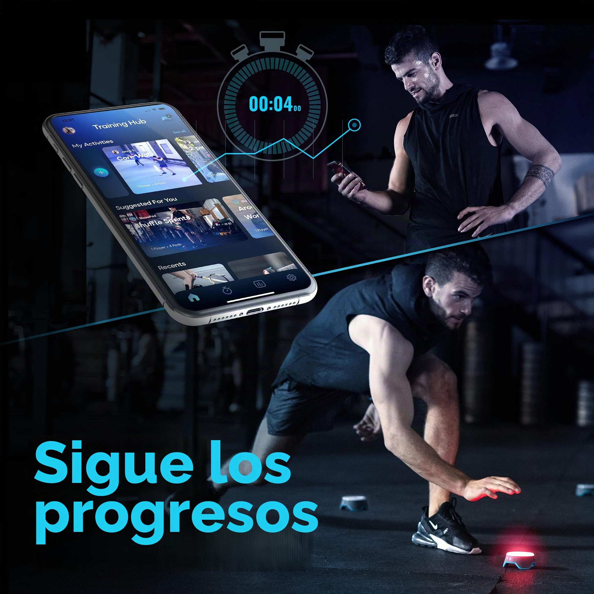 Blazepod: Entrenamiento luminoso "Flash Reflex". programas estimulantes para mejorar la velocidad y la agilidad. Para deportistas: artes marciales, fútbol, boxeo, baloncesto, entrenador y entrenadores