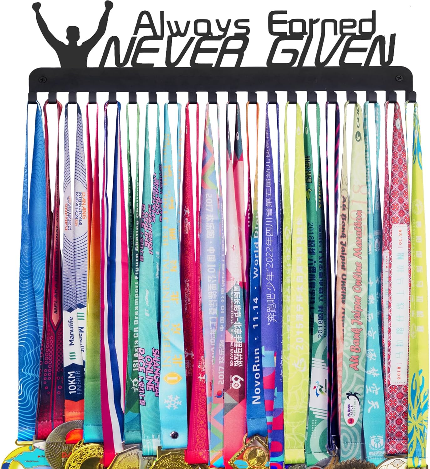 Goutoports Medal Holder Display Hanger - She Believed She Could She Did - Personalized Medal Wall Hanger for Sport Race Runner Sturdy Black Steel Metal Over 60 Medals Easy to Install