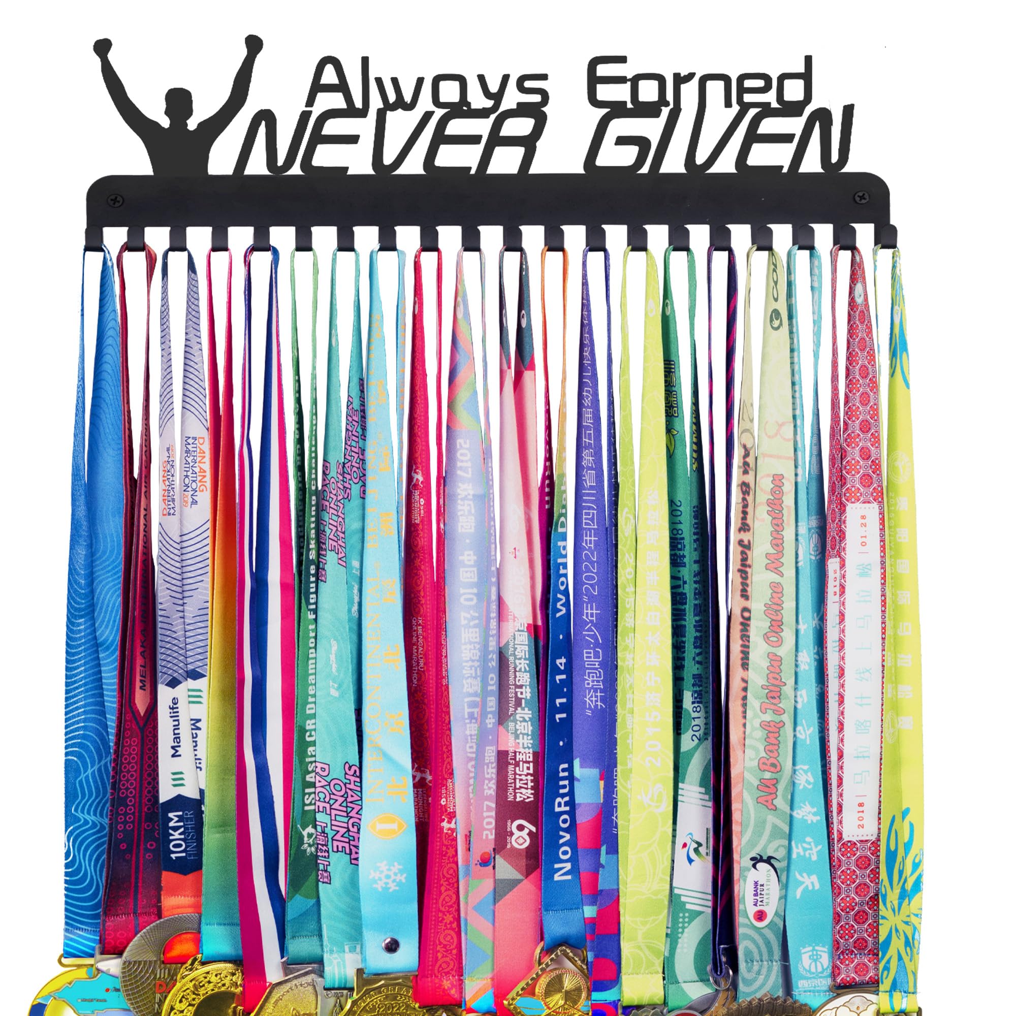 Goutoports Medal Holder Display Hanger - She Believed She Could She Did - Personalized Medal Wall Hanger for Sport Race Runner Sturdy Black Steel Metal Over 60 Medals Easy to Install