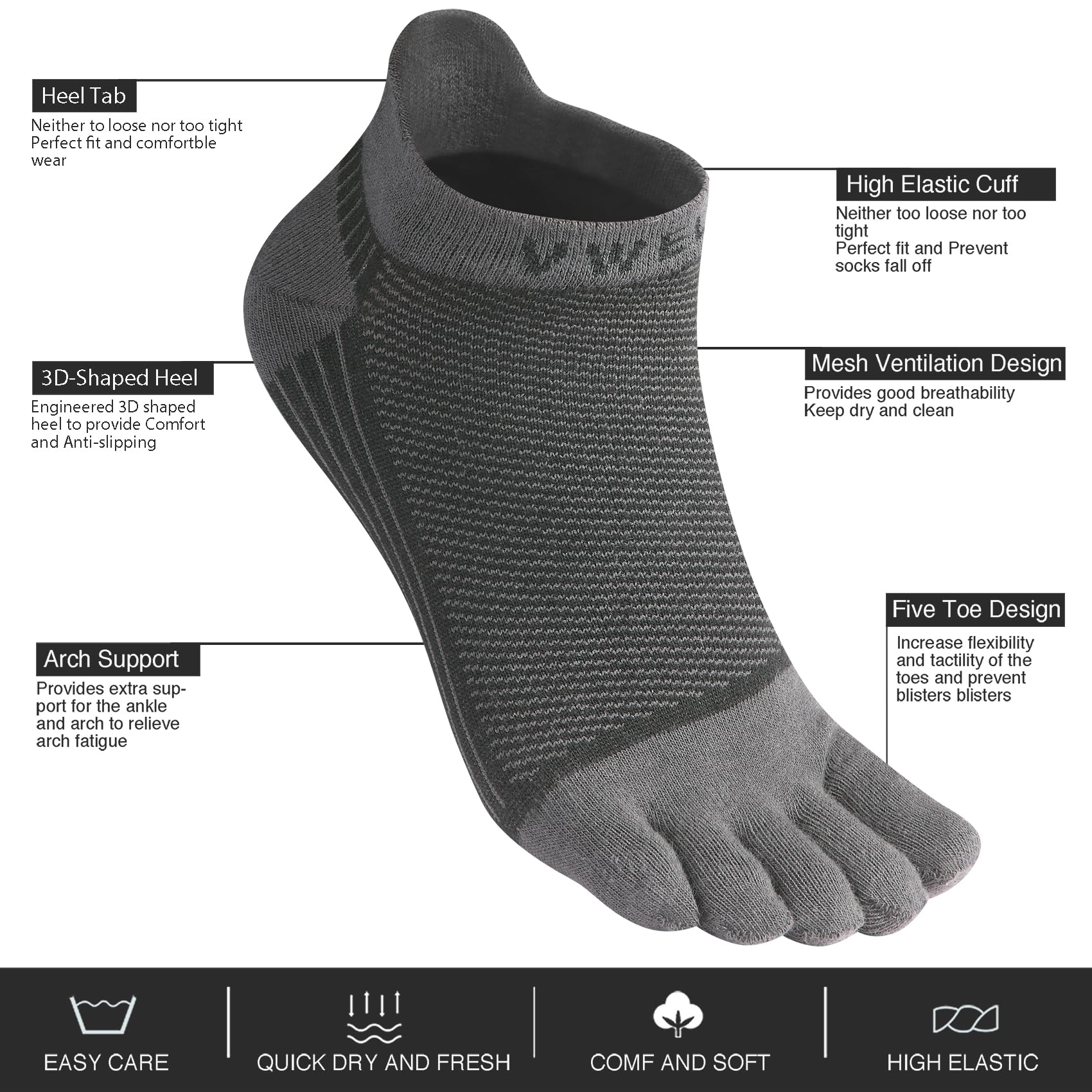 VWELL Calcetines con Dedos para Mujer