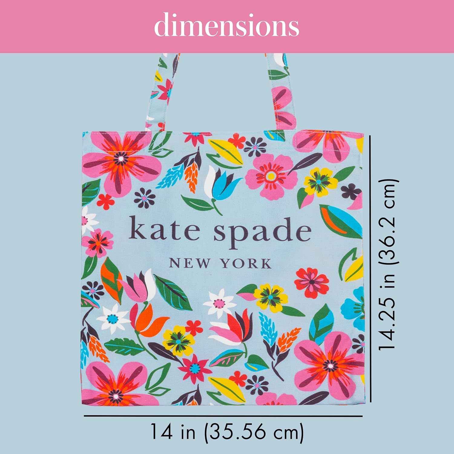 kate spade new york Canvas Tote Bag for Women, Cute Tote Bag for Work or Teacher, Canvas Beach Bag, Book Tote with Pocket