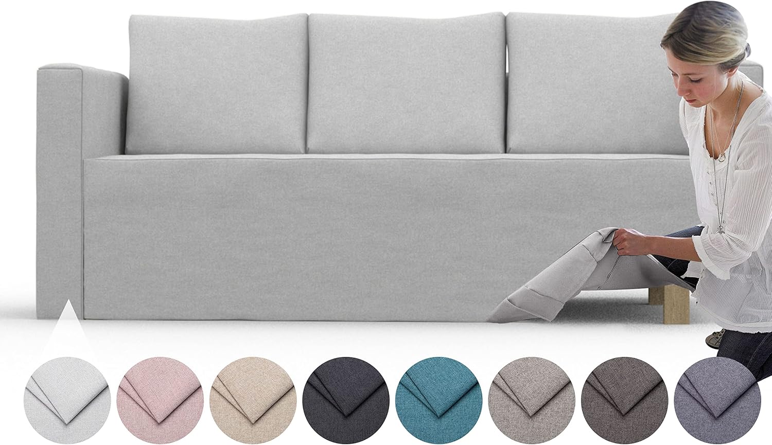 comfortly | Cover for Friheten 3-Seat Sofa Bed, Replacement Slipcover, Heavy Duty 7 pcs Cover, Pets and Stain Proof Durable Nano-Tech Fabric, Easy to Clean & Replace (Cashmere Blends - Silver)