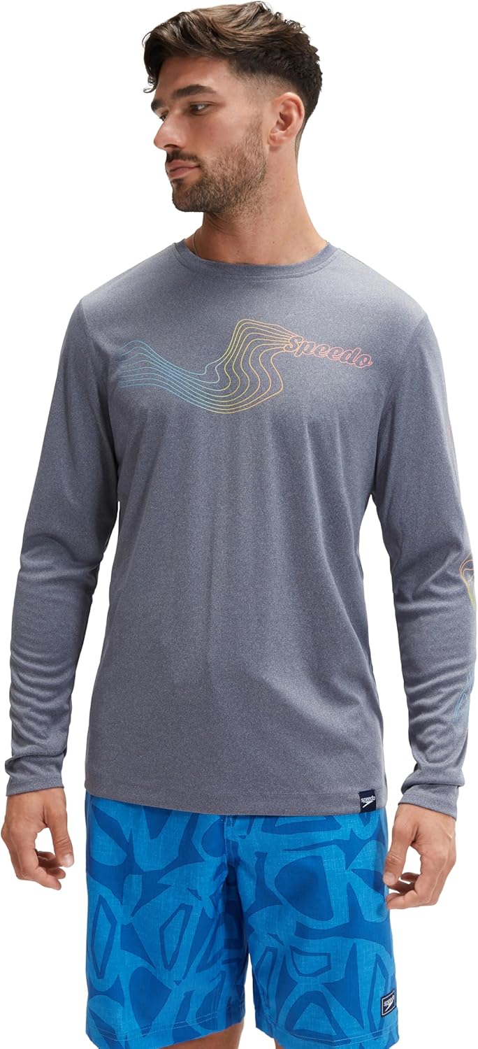 Speedo Men's Uv Swim Shirt Graphic Long Sleeve Tee