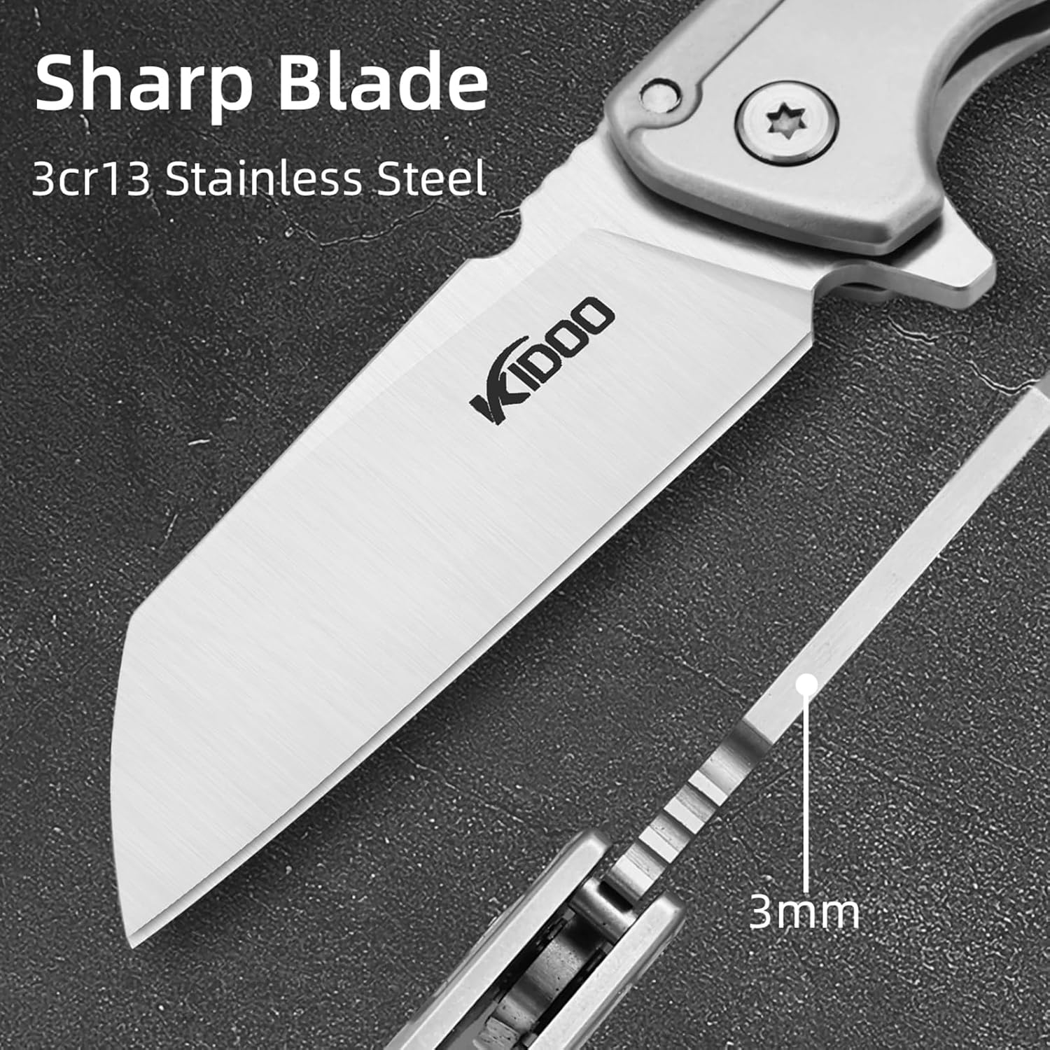 KIDOO Folding Pocket Knife For Men Tactical EDC Knife 2.55" 3cr13 Stainless Steel and Handle with Clip Mens Work Pocket Knife Pocket Knives & Folding Knives