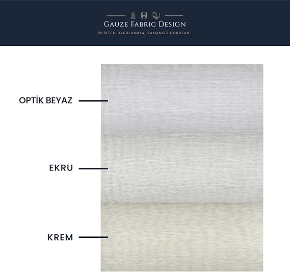 Gauze Fabric Design Lüks İpeksi Dokulu Bambu Kırışmaz Ütü Gerektirmez Ekru 100x200 Normal Pile (1 x 2.5) YÜKSEK KALİTELİ TÜL PERDE