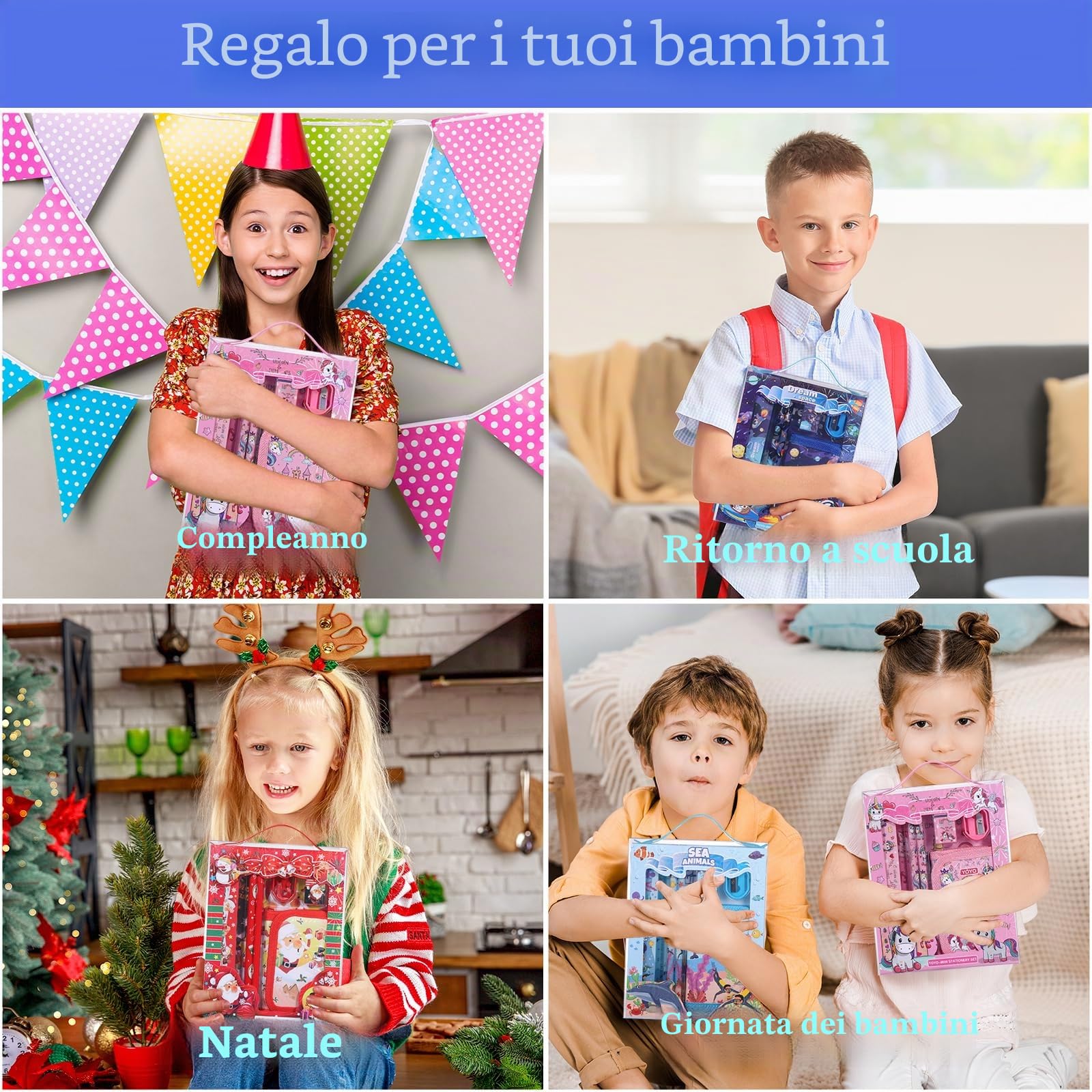 JIANTA Set Cancelleria Astronauta, Set Cancelleria per la Scuola che include 2 Matite, Portamonete, Righello, Gomma e Temperamatite, Regali di Compleanno Astronauta per Ragazze e Ragazzi