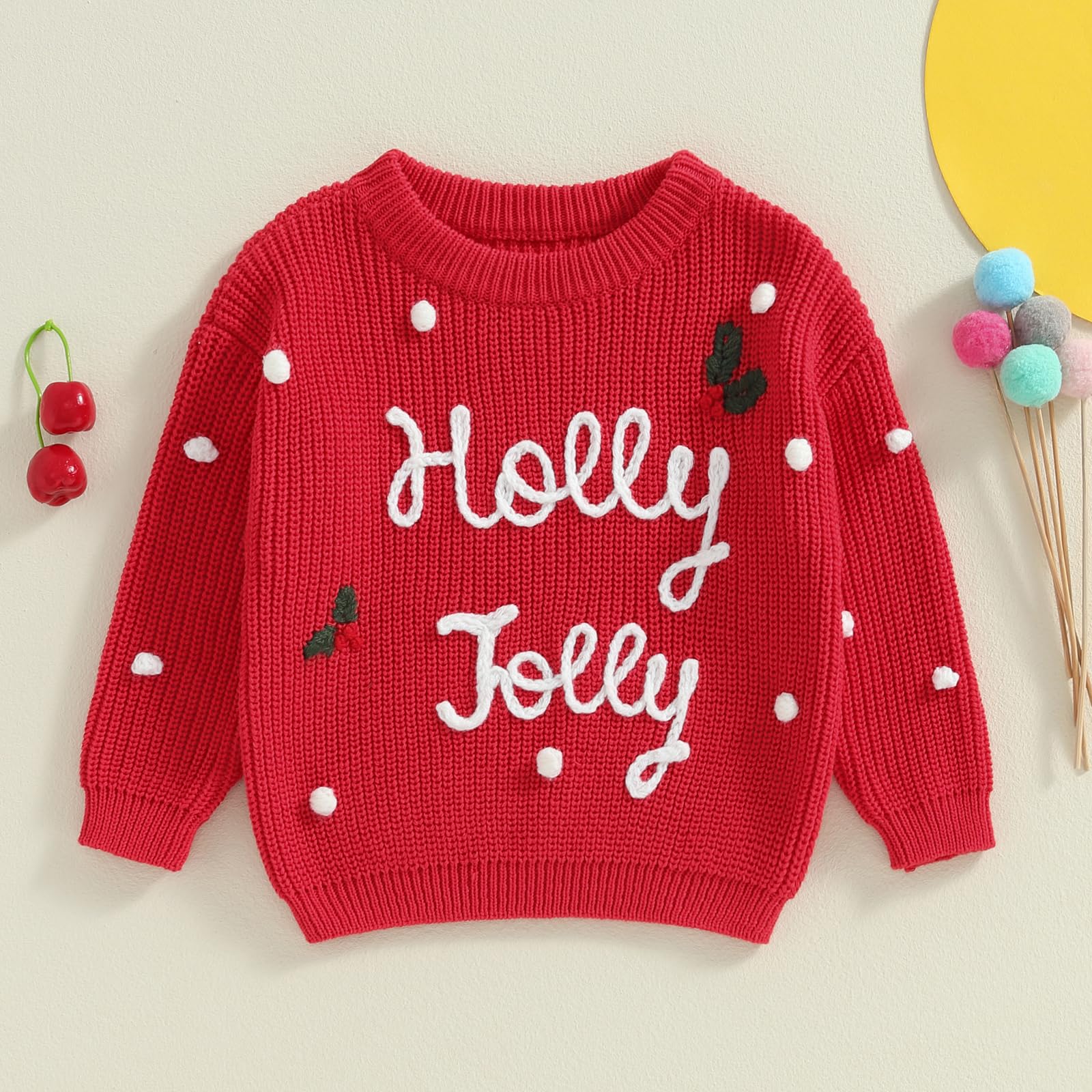 Toddler Baby Boy Girl Christmas Sweater Long Sleeve Knit Pullover Top Newborn Fall Winter Clothes (Red Dot, 3-4 Years)