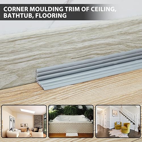 Miniatura 3 de Moldura multifuncional de 20 pies, moldura para despegar y pegar, flexible, borde de esquina interior y exterior, tira de calafateo para pared,