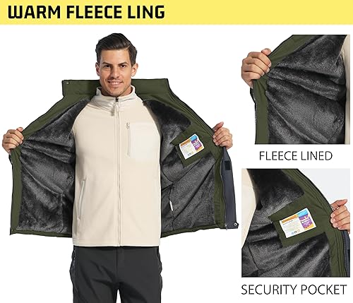 Miniatura 5 de TACVASEN Chaqueta de esquí de nieve para hombre, chaquetas de invierno a prueba de viento, abrigo de nieve de forro polar cálido impermeable con