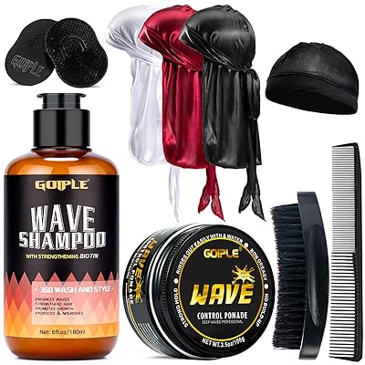 Goiple Waves Pomade-360 Waves Wash Shampoo -Wave Shampoo for Black Men 360 Wave Shampoo Hydration Shampoo Enhance Waves Shampoo Strenghtens Hair Promote Growth Wave Shampoo Set