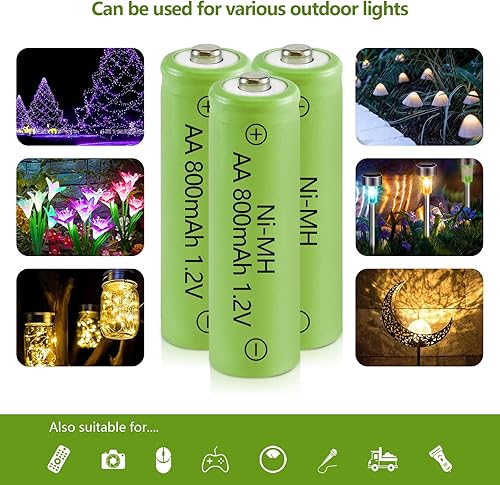 Miniatura 3 de JINTION Ni-MH AA Baterías recargables, doble A 1.2V 800mAh batería precargada para jardín al aire libre luces solares