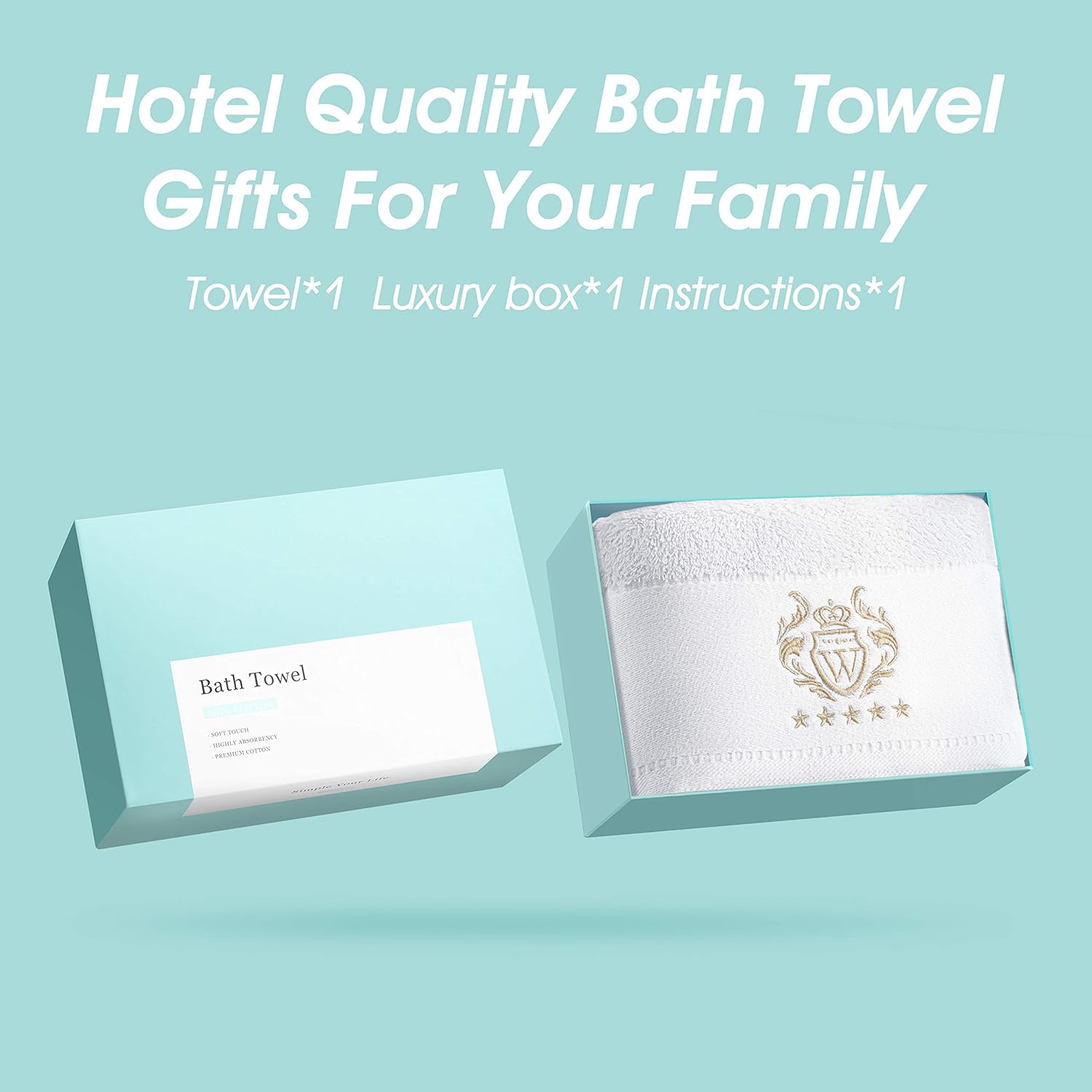 WIIKWEEK 100% Cotton Bath Towel Set, 27"x54" ,White Luxurious 600 GSM Large Bath Towels,Highly Absorbent,Super Soft Towels for Bathroom, (2 Pieces): Kitchen & Dining