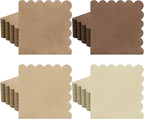 Miniatura 13 de Zhanmai Paquete de 100 servilletas de cóctel de 5 x 5 pulgadas, servilletas festoneadas de papel de color degradado con bordes festoneados, almuerzo