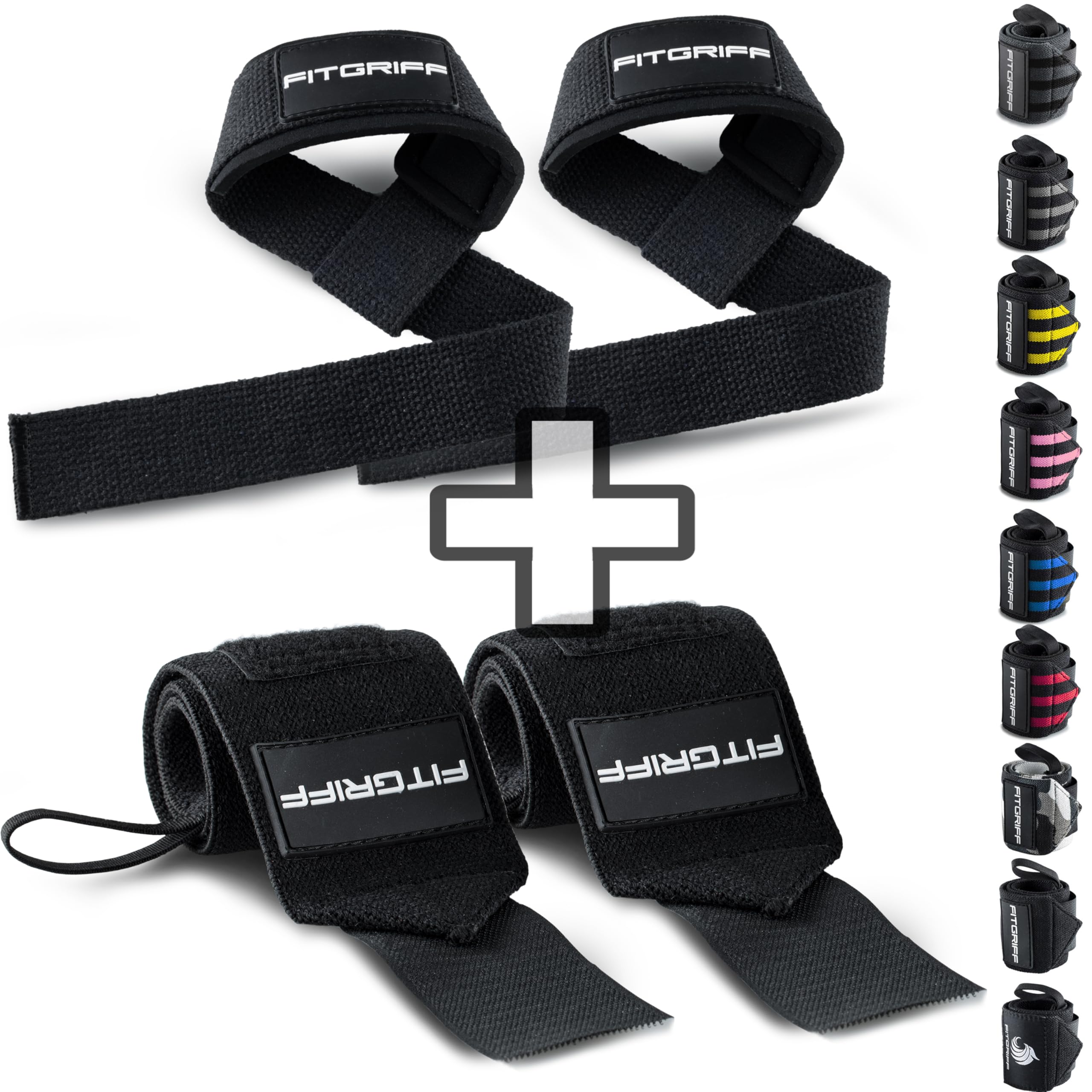Fitgriff® Lifting Straps & Wrist Wraps (Bundle) Superior Support for Weightlifting & Gym Workouts - for Men and Women